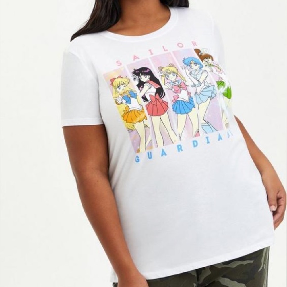 Torrid Sailor Moon White Slim Fit Crew Tee Signature Jersey Women’s Plus Size 6x